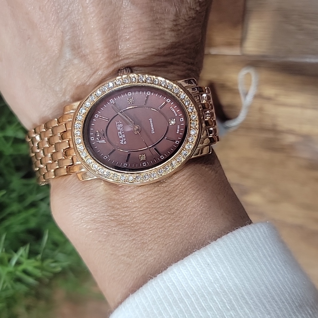 Nwt August Steiner Rose Gold & Crystal Dial Watch